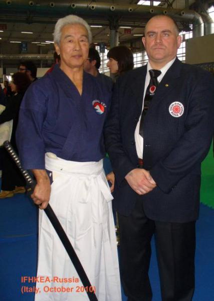 2010-Italy,Yuri Negodin with Hiroo Mochizuki (Founder Yoseikan Budo)